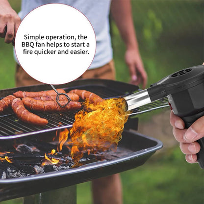 Qiilu Portable BBQ Air Blower Fan, Black, 1 x D Battery