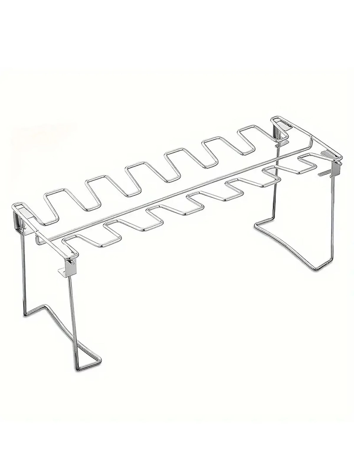 14-Slot Stainless Steel Chicken Leg Rack with Drip Tray for Grill or Smoker - Chicken Leg Rack