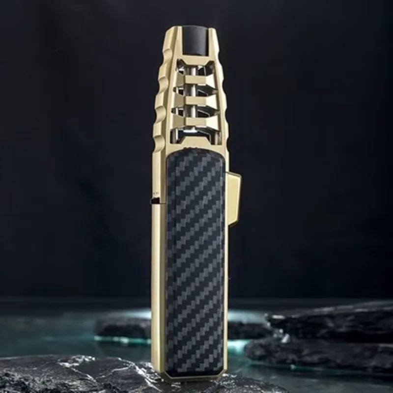Jobon ZB-588 Gas Jet Flame Torch Lighter, Refillable Zinc Alloy, Black or Golden Black - golden black
