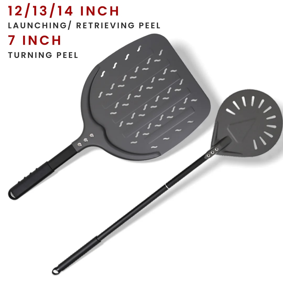 Aluminium Pizza Peel with Long Handle, Perforated Turner, 7, 12, 13 or 14 Inch