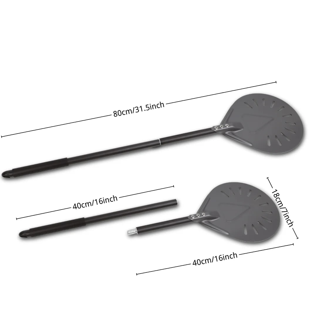Aluminium Pizza Peel with Long Handle, Perforated Turner, 7, 12, 13 or 14 Inch