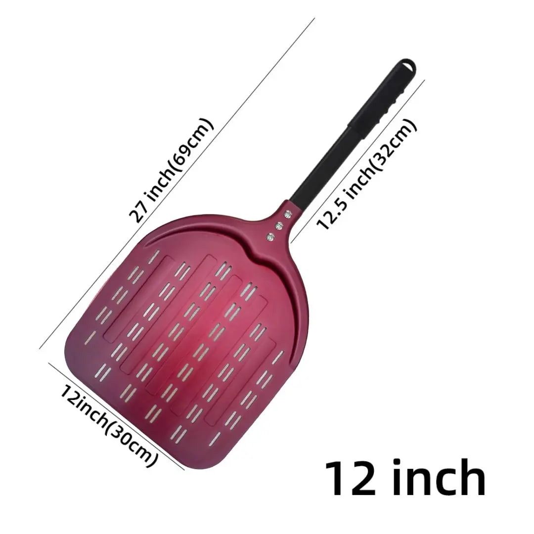 Aluminium Pizza Peel with Long Handle, Perforated Turner, 7, 12, 13 or 14 Inch - Clear