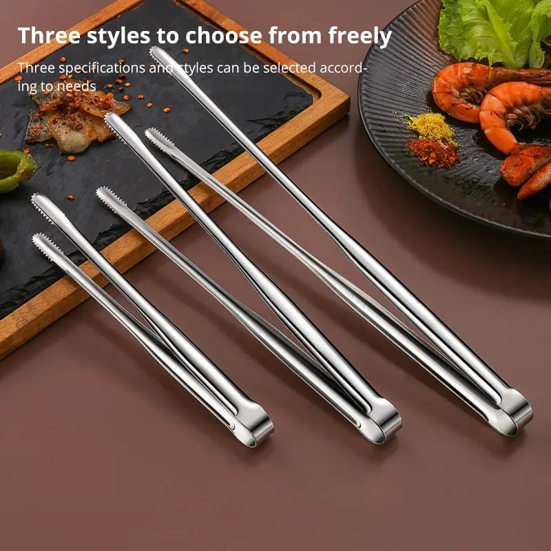 304 Stainless Steel BBQ Tongs with Serrated Grips, S/L/M