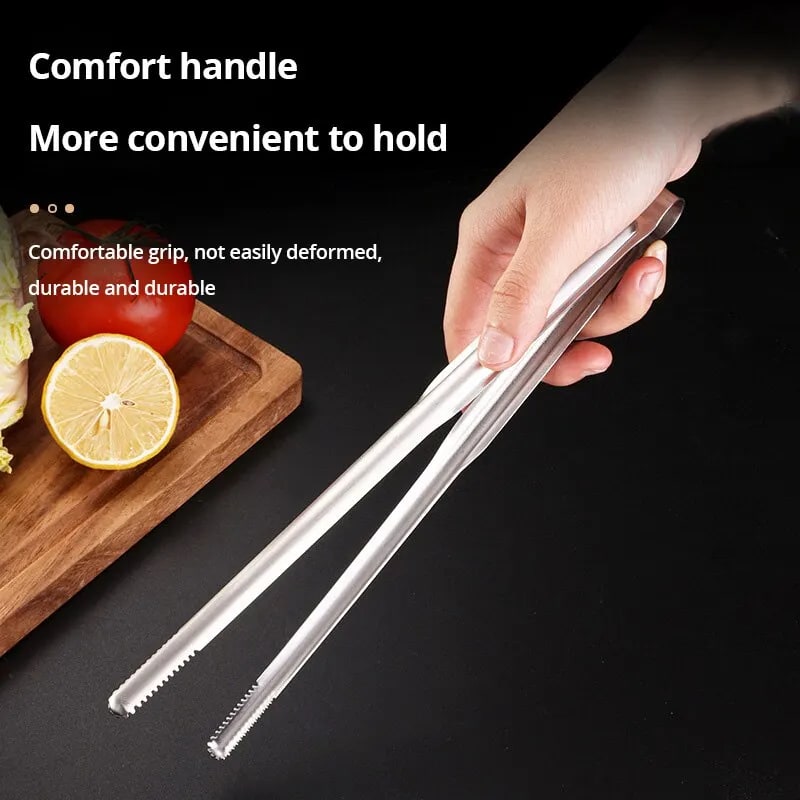 304 Stainless Steel BBQ Tongs with Serrated Grips, S/L/M