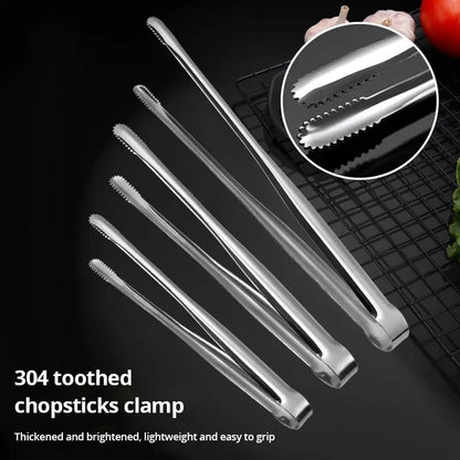 304 Stainless Steel BBQ Tongs with Serrated Grips, S/L/M