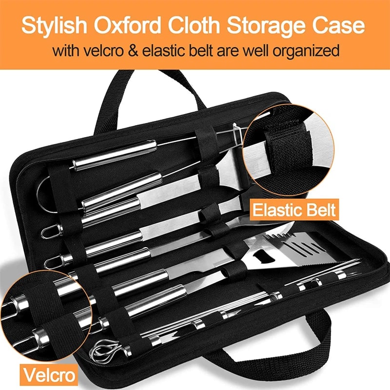 BBQ Utensil Set, Stainless Steel Grill Tools with Storage Bag, 3, 6 or 9-Piece Options