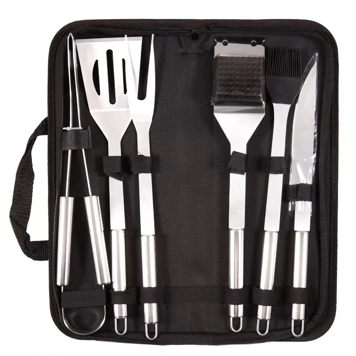 BBQ Utensil Set, Stainless Steel Grill Tools with Storage Bag, 3, 6 or 9-Piece Options - Set of 6