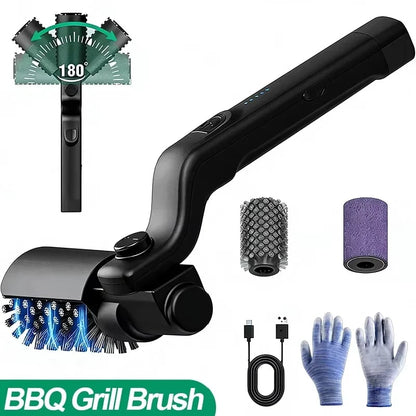 Electric BBQ Grill Cleaning Brush, USB Rechargeable, 3 Speeds, IPX7, Black