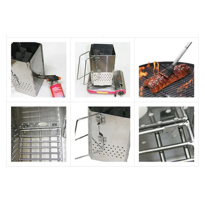 Portable Folding Metal Charcoal Starter for Outdoor BBQs