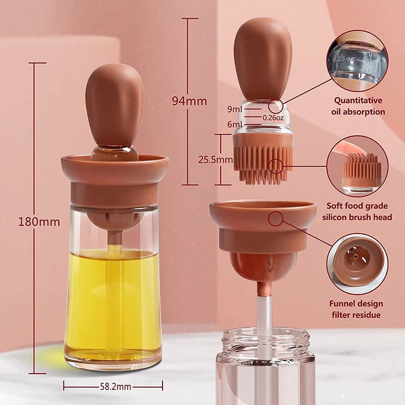 Quantitative Oil Basting Brush Bottle for BBQ Cooking and Baking, PEVA Plastic