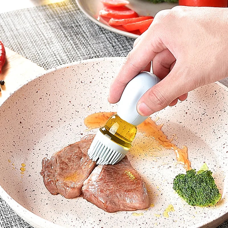 Quantitative Oil Basting Brush Bottle for BBQ Cooking and Baking, PEVA Plastic