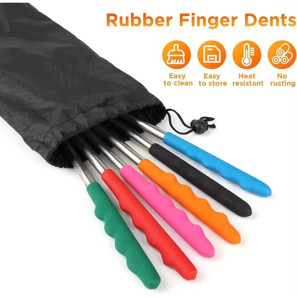 Telescopic BBQ Forks, Metal Roasting Sticks for Marshmallows and Sausages