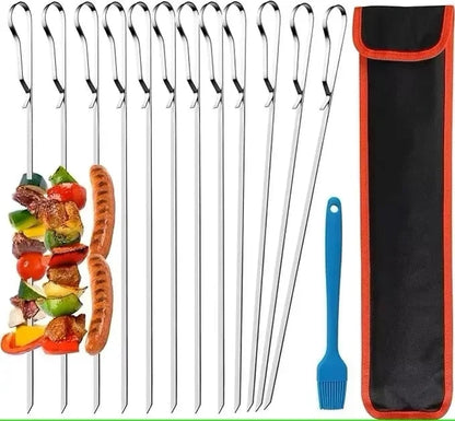 Telescopic BBQ Forks, Metal Roasting Sticks for Marshmallows and Sausages - B-12PCS