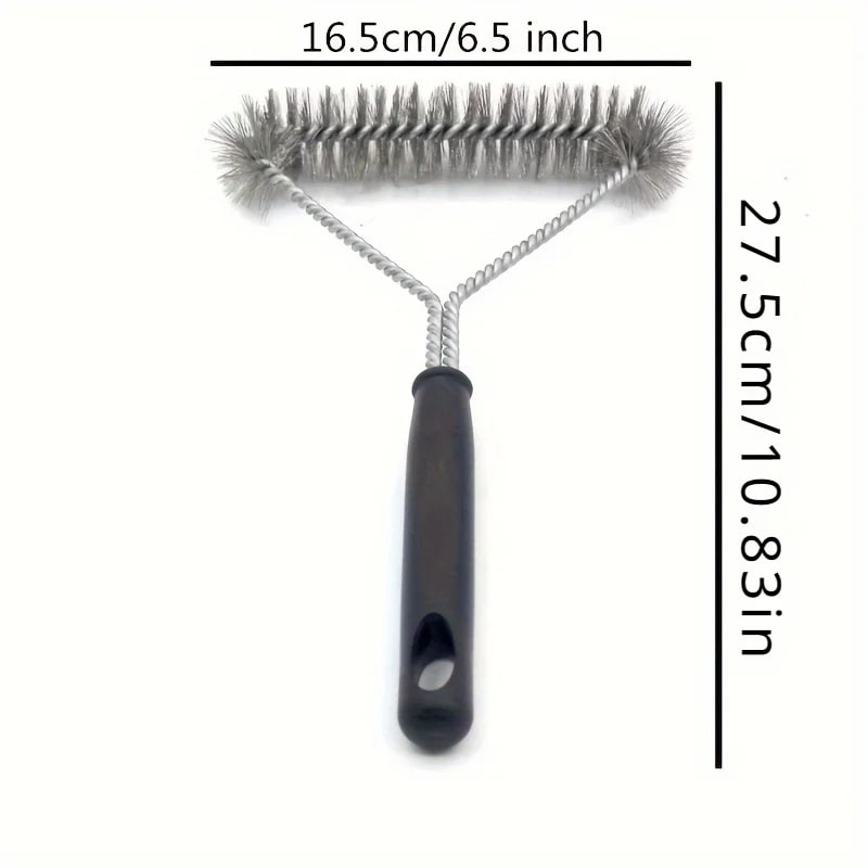 Long-Handle Stainless Steel Bristle BBQ Grill Cleaning Brush, 27.5cm