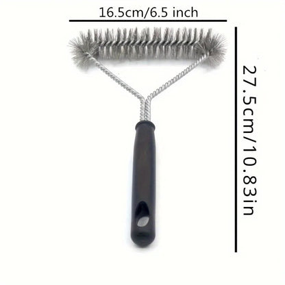 Long-Handle Stainless Steel Bristle BBQ Grill Cleaning Brush, 27.5cm