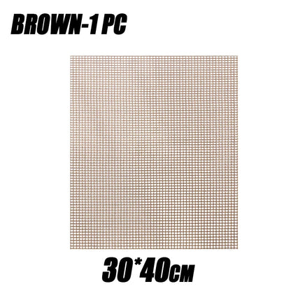Cuttable High-Temperature Resistant Barbecue Grilling Mat Mesh, Food-Grade - Brown-30cm-1Pcs