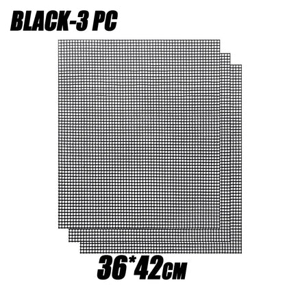 Cuttable High-Temperature Resistant Barbecue Grilling Mat Mesh, Food-Grade - BlackA-36cm-3Pcs