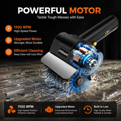 Rechargeable Electric Grill Brush, 2000mAh, 1100RPM, 304 Stainless Steel, 1/2/3 Heads