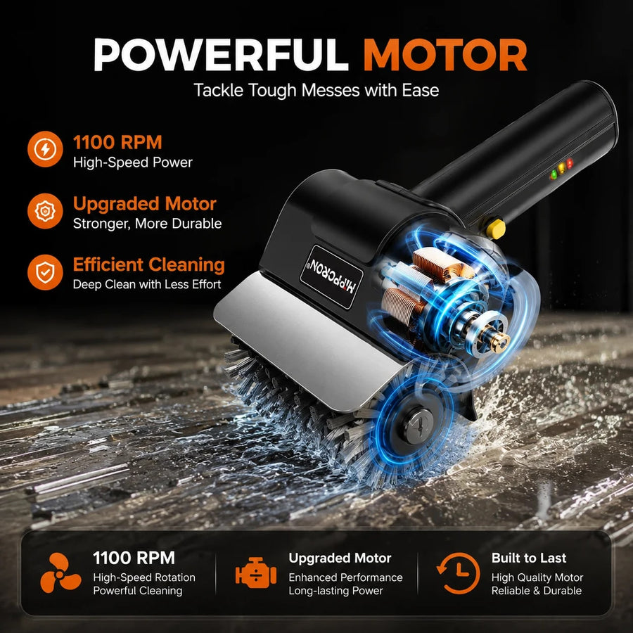 Rechargeable Electric Grill Brush, 2000mAh, 1100RPM, 304 Stainless Steel, 1/2/3 Heads