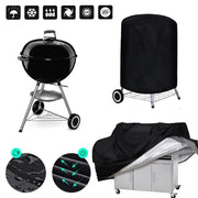 Outdoor BBQ Grill Cover, Water-Resistant PVC, Black, 5 Sizes