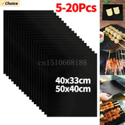 BBQ Grill Mats, Glass Fibre Fabric, 33 x 40cm or 50 x 40cm, Black, 5-20 Pieces
