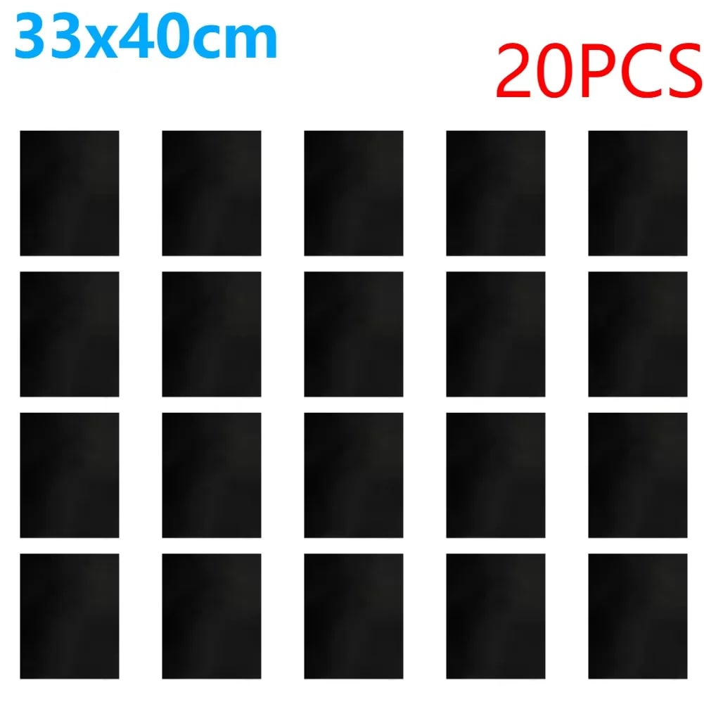 BBQ Grill Mats, Glass Fibre Fabric, 33 x 40cm or 50 x 40cm, Black, 5-20 Pieces - 20Pcs 33x40cm