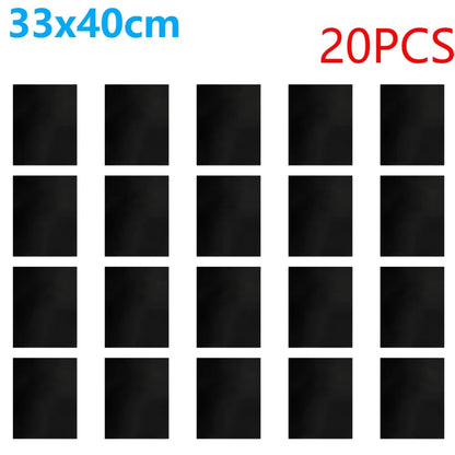 BBQ Grill Mats, Glass Fibre Fabric, 33 x 40cm or 50 x 40cm, Black, 5-20 Pieces - 20Pcs 33x40cm
