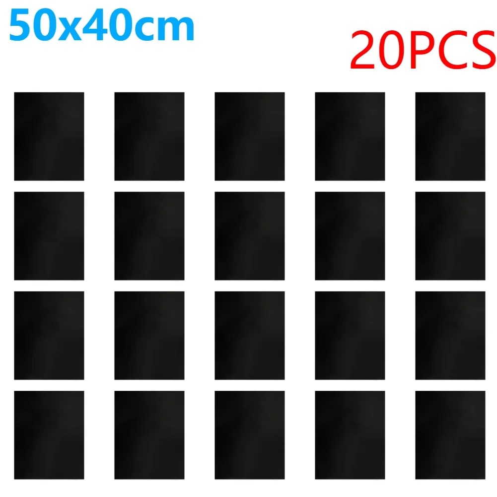 BBQ Grill Mats, Glass Fibre Fabric, 33 x 40cm or 50 x 40cm, Black, 5-20 Pieces - 20Pcs 50x40cm