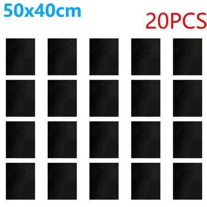 BBQ Grill Mats, Glass Fibre Fabric, 33 x 40cm or 50 x 40cm, Black, 5-20 Pieces - 20Pcs 50x40cm