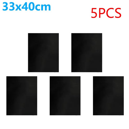 BBQ Grill Mats, Glass Fibre Fabric, 33 x 40cm or 50 x 40cm, Black, 5-20 Pieces - 5Pcs 33x40cm