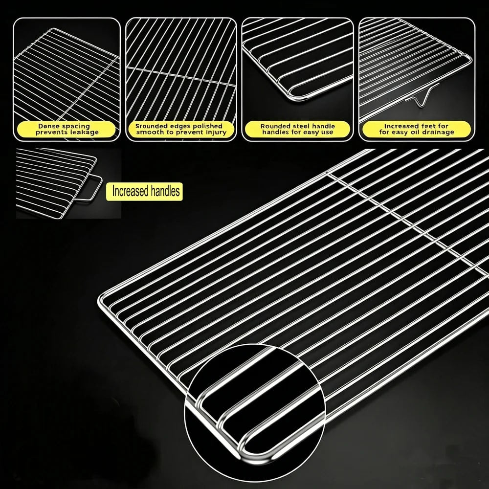 304 Stainless Steel Baking Cooling Rack and BBQ Grill Mesh, Multiple Sizes