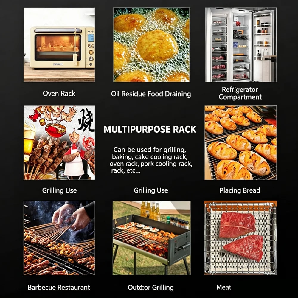 304 Stainless Steel Baking Cooling Rack and BBQ Grill Mesh, Multiple Sizes