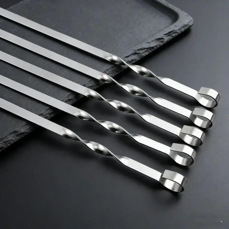 Flat Metal BBQ Skewers, 6-Piece Set, 40cm, 45cm or 50cm