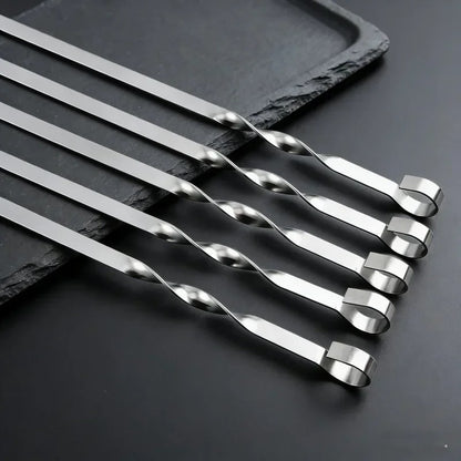 Flat Metal BBQ Skewers, 6-Piece Set, 40cm, 45cm or 50cm