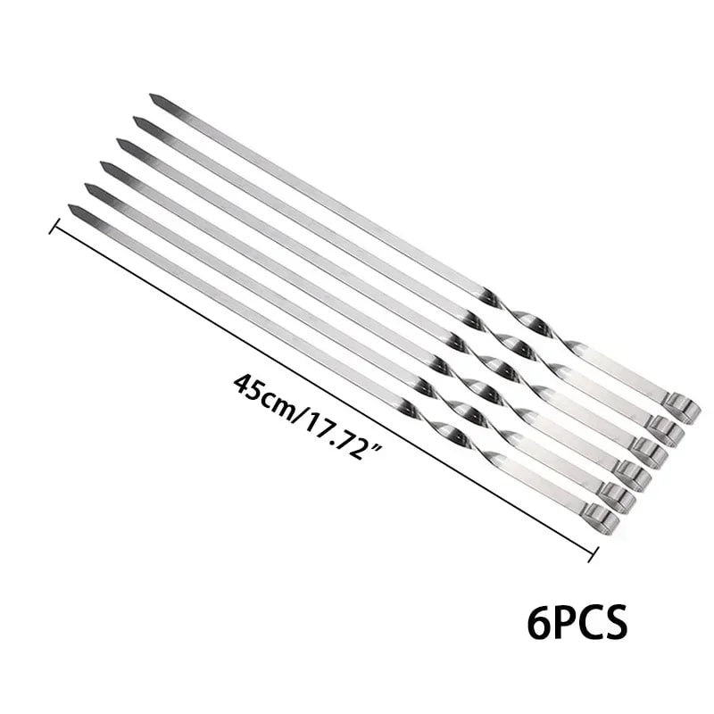 Flat Metal BBQ Skewers, 6-Piece Set, 40cm, 45cm or 50cm