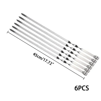 Flat Metal BBQ Skewers, 6-Piece Set, 40cm, 45cm or 50cm