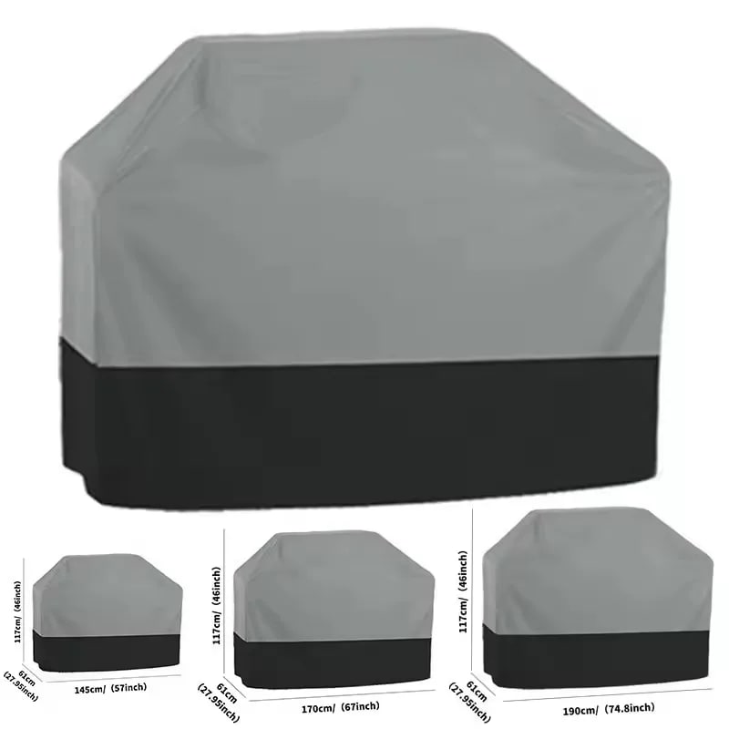 Outdoor BBQ Cover, Waterproof Plastic Grill Cover, Black or Grey, Multiple Sizes