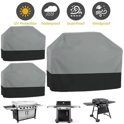 Outdoor BBQ Cover, Waterproof Plastic Grill Cover, Black or Grey, Multiple Sizes