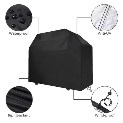 Outdoor BBQ Cover, Waterproof Plastic Grill Cover, Black or Grey, Multiple Sizes