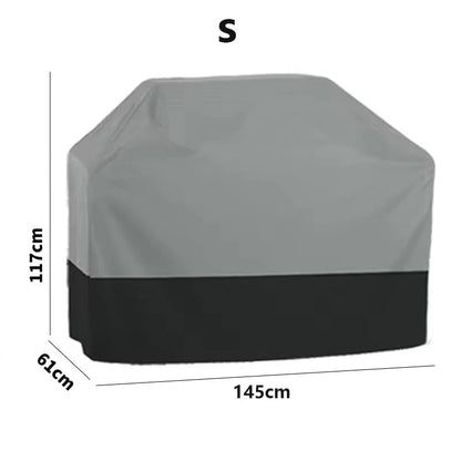 Outdoor BBQ Cover, Waterproof Plastic Grill Cover, Black or Grey, Multiple Sizes - grey 61x117x145cm