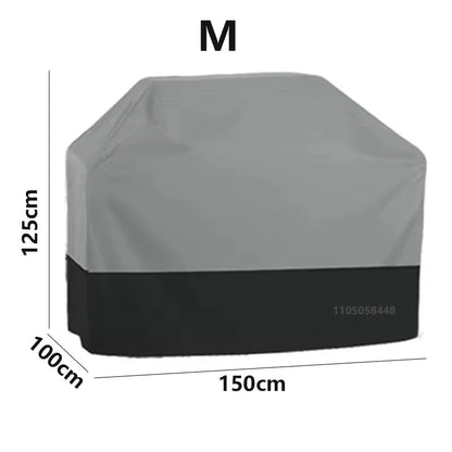 Outdoor BBQ Cover, Waterproof Plastic Grill Cover, Black or Grey, Multiple Sizes - grey 100x125x150cm