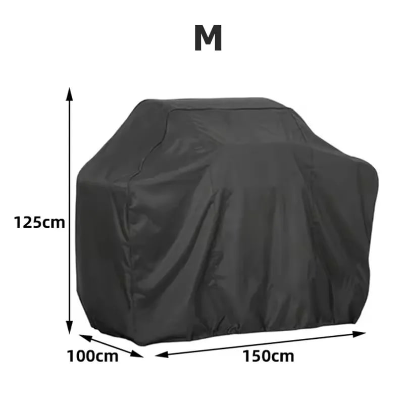 Outdoor BBQ Cover, Waterproof Plastic Grill Cover, Black or Grey, Multiple Sizes - black 100x125x150cm