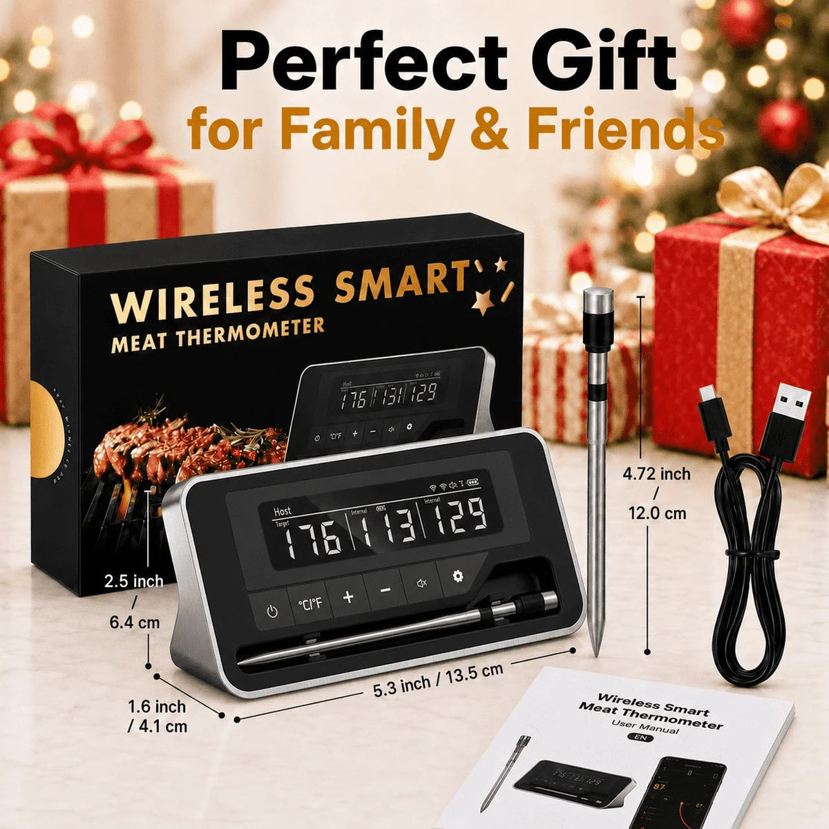 Xinsio Wireless Bluetooth Meat Thermometer with CHEFBBQ App, 1 or 2 Probes - 1 Probe