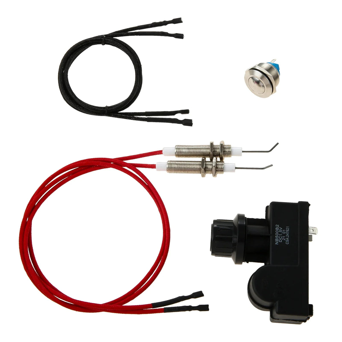 Gas Grill Igniter Kit with Push-Button Switch, AA Battery and 2 Electrodes