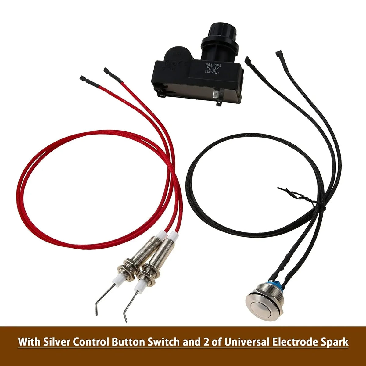 Gas Grill Igniter Kit with Push-Button Switch, AA Battery and 2 Electrodes