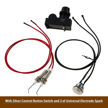 Gas Grill Igniter Kit with Push-Button Switch, AA Battery and 2 Electrodes
