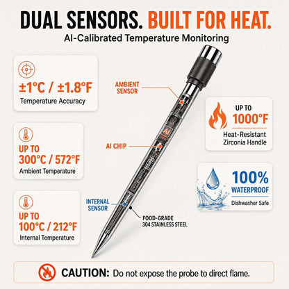 Wireless Meat Thermometer with Bluetooth App, LCD Host and 1/2/4 Probes