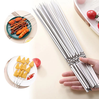 VKTECH 20-Piece Metal Barbecue Skewers, 350mm, Silver