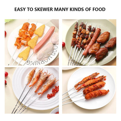 VKTECH 20-Piece Metal Barbecue Skewers, 350mm, Silver