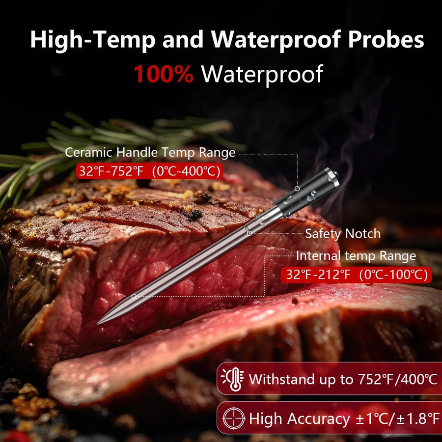 Wireless Meat Thermometer BF-60 with Bluetooth App, HD Display and Waterproof Probe